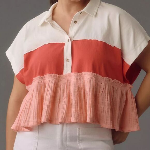 Anthropologie Pilcro Bonfire Rugby Top